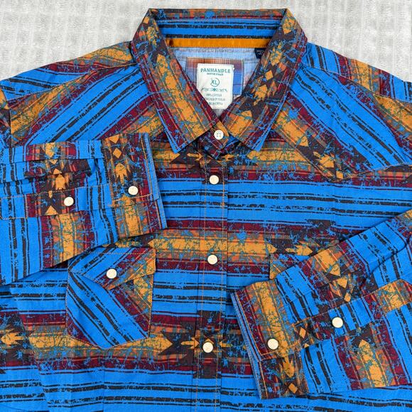 Panhandle Slim Tops - Panhandle Rough Stock Button Snap Shirt Women's XL Western Pearl Snap Rodeo
